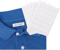 Etiquetas de tecido sem ferro – 50 etiquetas em branco seguras para lavadoras e secadoras, 1,27 cm x 3,5 cm – à prova d'água e durável para roupas, roupas de cama e muito mais