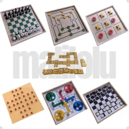 Jogos de Tabuleiro Clássicos 7 em 1 Xadrez Damas Ludo Jogo Da Velha Dominó Trilha Resta Um (7 Jogos em 1 caixa)