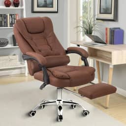Cadeira de escritório presidente, cadeira de home office com apoio para os pés e encosto ajustável(Marrom)