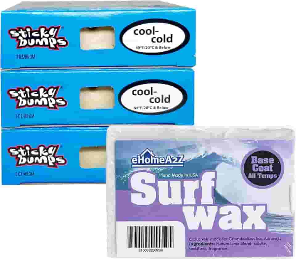 EHOMEA2Z Conjunto de base de cera de prancha de surfe com saliências pegajosas, cera fria para surfe, acessórios de surfe, cera de surfe