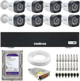 Kit 8 Câmeras Segurança Full HD DVR Intelbras 8 Canais Com HD Completo