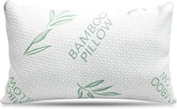 Travesseiro de bambu – Travesseiros de cama tamanho Queen para dormir, ajustável com espuma de memória desfiada – costas, estômago, colchonete lateral, capa lavável/removível, alternativa de estofamento de hotel (Queen (1 unidade))