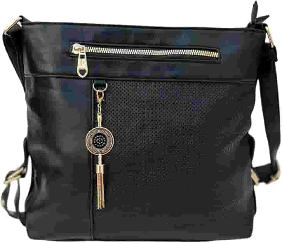 Bolsa Feminina Transversal Tiracolo Alça de Ombro, Preto, Média