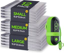 Sacos de vácuo para viagem com bomba USB, pacote com 12 sacos de compressão para bagagem e mala, bolsas economizadoras de espaço para roupas e viagens