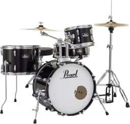 Pearl Conjunto de bateria Roadshow Kit completo de 4 peças com pratos e suportes, Jet Black (RS584C/C31)