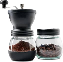 Moedor de Café Manual Com Regulagem De Gramatura E Recipiente Extra para Grãos, Mó Burr Cerâmico, Preto