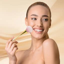 Pincel de maquiagem de cintura pequena para manicure, pincel de blush para pó solto, remoção de poeira de unhas, pincel multiuso para blush e maquiagem, ouro claro