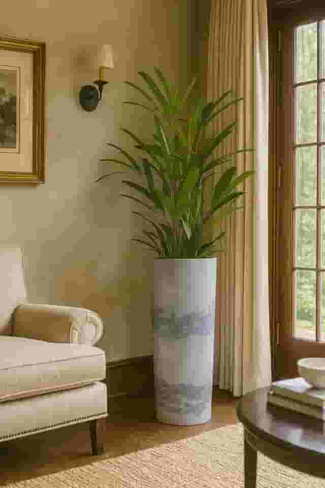 Vaso De Planta Grande Coluna Ibiza Decorativo Luxo Moderno Texturizado (CINZA)