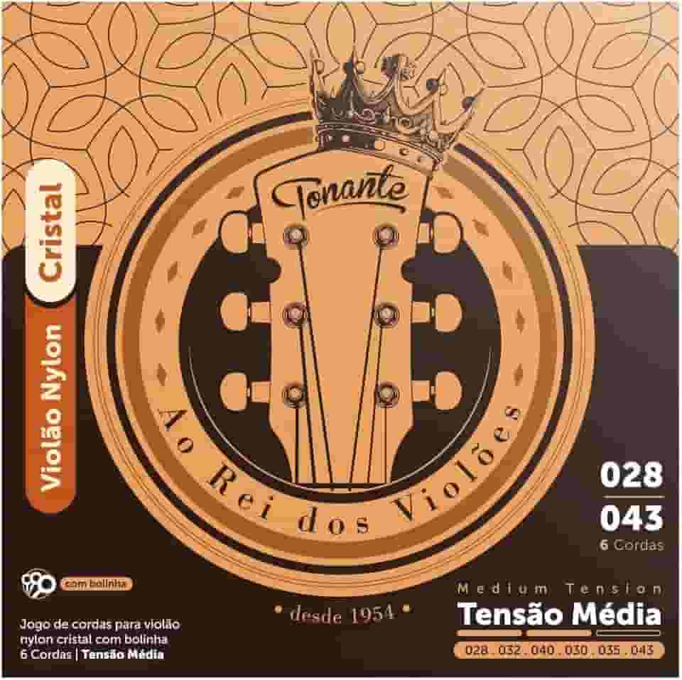 Encordoamento Nylon Cristal C/Bolinha Cobre Prata Media P/Violão 0.028-0.043 – Rvvnm