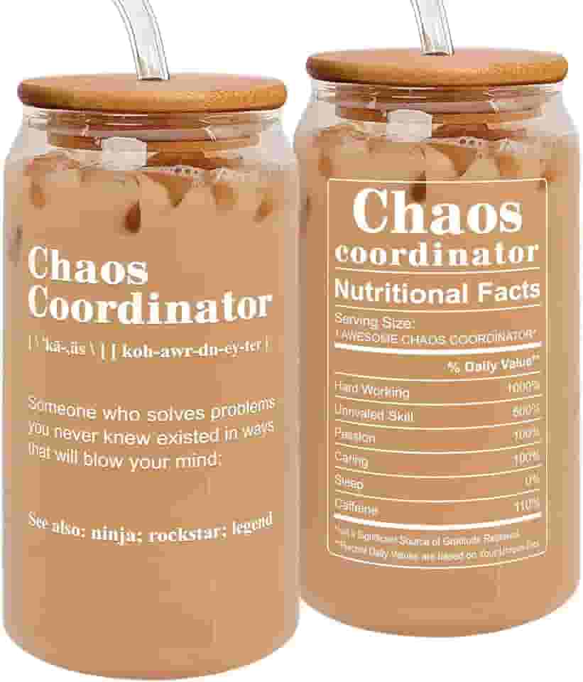 Presentes de agradecimento para mulheres, chefe, colega de trabalho, gerente, escritório, professora, enfermeira, ela, mãe - presentes de coordenador de caos - presentes de aniversário de colega de trabalho, presentes de chefe para mulheres - presentes para professores - vidro de lata de escritório