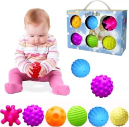 bolas sensoriais para bebês, brinquedos sensoriais para bebês de 6 a 12 meses para crianças de 1 a 3 anos, conjuntos de presentes de bolas macias com textura de cor brilhante, brinque