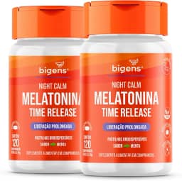 Night Calm Time Release, Liberação Prolongada, 210 mcg de Melatonina, Bigens, Kit 2x 120 comprimidos sublinguais