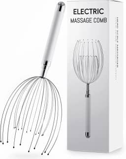 Massageador de cabeça para couro cabeludo, massageador elétrico de couro cabeludo com 20 dedos de metal – ferramenta de massagem de cabelo e arranhador de cabeça, à prova d'água para alívio