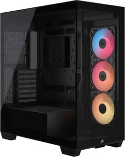 Corsair Capa para PC de torre média 3500X RS-R ARGB – 3x ventiladores RS120-R ARGB pré-instalados, braço anti-queda de GPU, cabe até 10 ventoinhas de 120 mm, compatível com placa-mãe de conexão