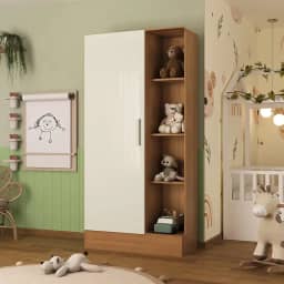 Guarda-roupa Infantil 1 Porta Sara Espresso Móveis Cinamomo/Off White