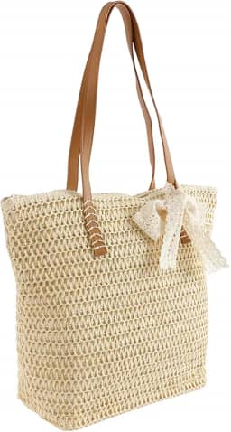 Bolsas de praia de palha para mulheres, bolsa de ombro de palha casual de verão com zíper de grande capacidade para férias