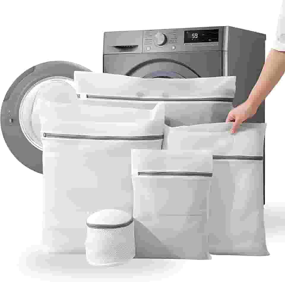 Kit 5 Sacos para Lavar Roupas Delicadas na Máquina de Lavar, Duráveis | Proteção Total Contra Danos e Desgaste | Zíper Reforçado | Perfeito para Roupas Íntimas – Qualidade Premium