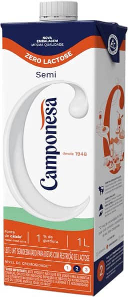Camponesa Leite UHT Semidesnatado Zero Lactose 1L