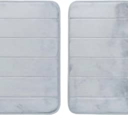 kit 2 Tapetes Para Banheiro Antiderrapante Macio Super Soft Poliester Emborrachado Facil De Limpar Tapete Antiderrapante 60x40cm - THREE BROTHERS (Tapete Cinza Claro)