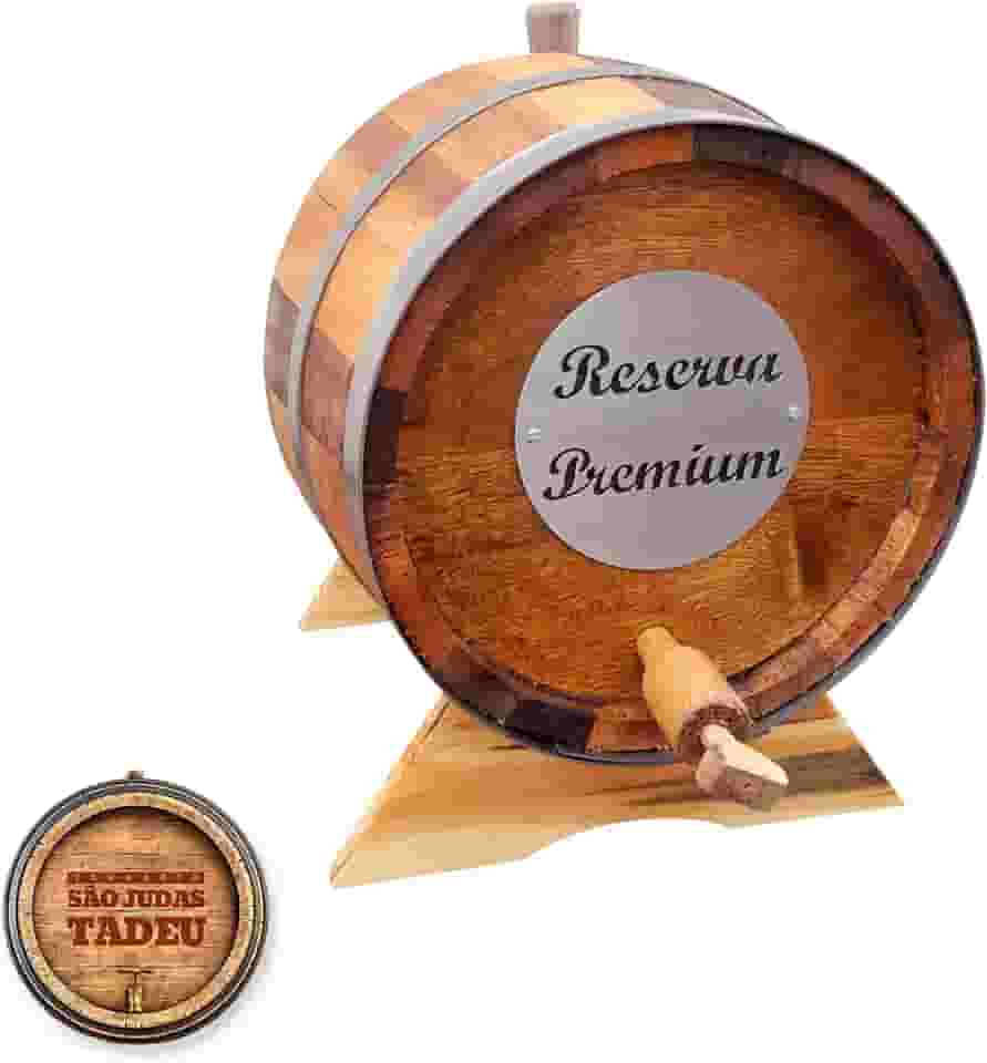 Barril Tonel Corote Carvalho Nacional 5 litros Cachaça Pinga Whisky Vinho Gim Scotch RESERVA PREMIUM