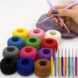 Kit 9 Agulhas de Croche Trico Barbante Cabo Ergonômico Soft 12 Linhas Coloridas Para Bordado