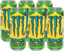 Monster Energy Drink Rio Punch, 473ml – Bebida Energética Tropical, Sabor Frutado e Refrescante 6 unidades