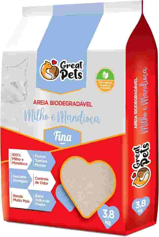 Areia Biodegradável Milho E Mandioca Grossa Great Pets 3,8kg