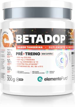 BETADOP Pré-Treino Sem Cafeína - Sabor Tangerina - 300G, elementoPuro