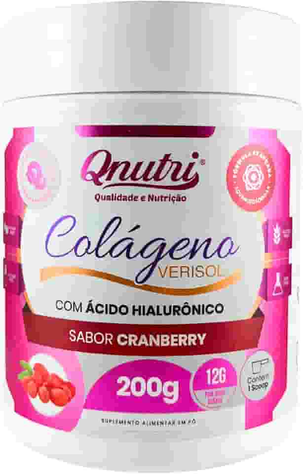Colágeno Verisol Pó 200g Ácido Hialurônico Sabor Cranberry Suplemento Qnutri
