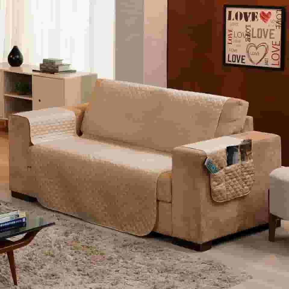 Protetor de Sofá 2 Lugares - Prático, Macio e Lavável, Ideal para Casas com Pets e Crianças – Ótimo Custo-Benefício – FV Enxovais (Avelã, 2 Lugares)