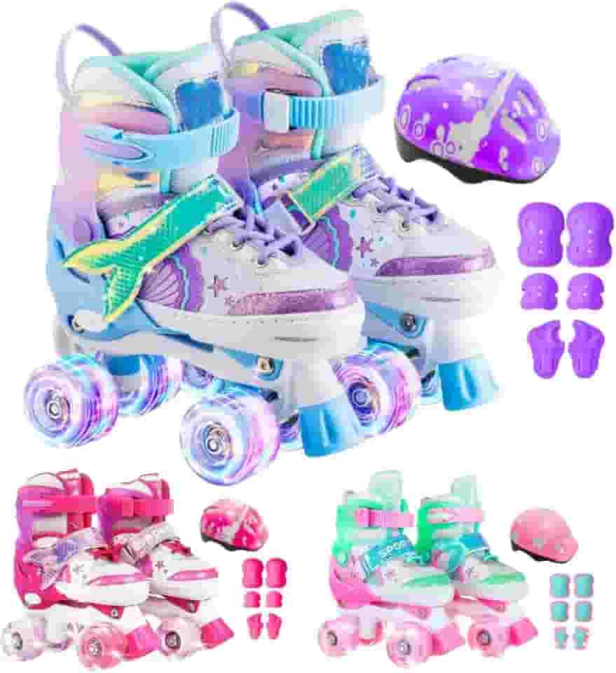 Patins Infantil Roller 4 Rodas Ajustável + Kit Proteção