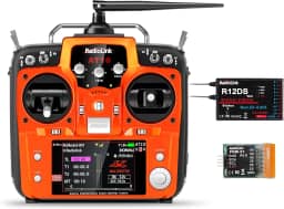 Radiolink Kit transmissor RC de 12 canais AT10II e receptor R12DS com PRM-01, telemetria de tensão, rádio 2,4 GHz 4 KM controle remoto receptor kit para avião RC, drone de corrida, helicóptero, carro
