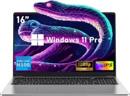 NIAKUN Laptop de 16 polegadas 2025, laptop para jogos, 16 GB de RAM, SSD de 1 TB, processador N100, FHD 1920 x 1200, aberto em 180°, teclado retroiluminado, Windows 11 Pro, desbloqueio de impressão