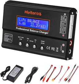 Carregador de bateria Lipo, carregador de bateria Hiyiton RC carregador de bateria carro RC carregador de equilíbrio descarregador para 1-6S Lipo Li-ion NiMH NiCD Li-Fe com conectores Tamiya XT60 Deans Futaba