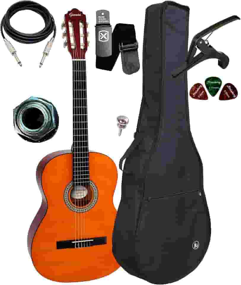 Kit Violão Elétrico Giannini Nylon N14 Natural Completo