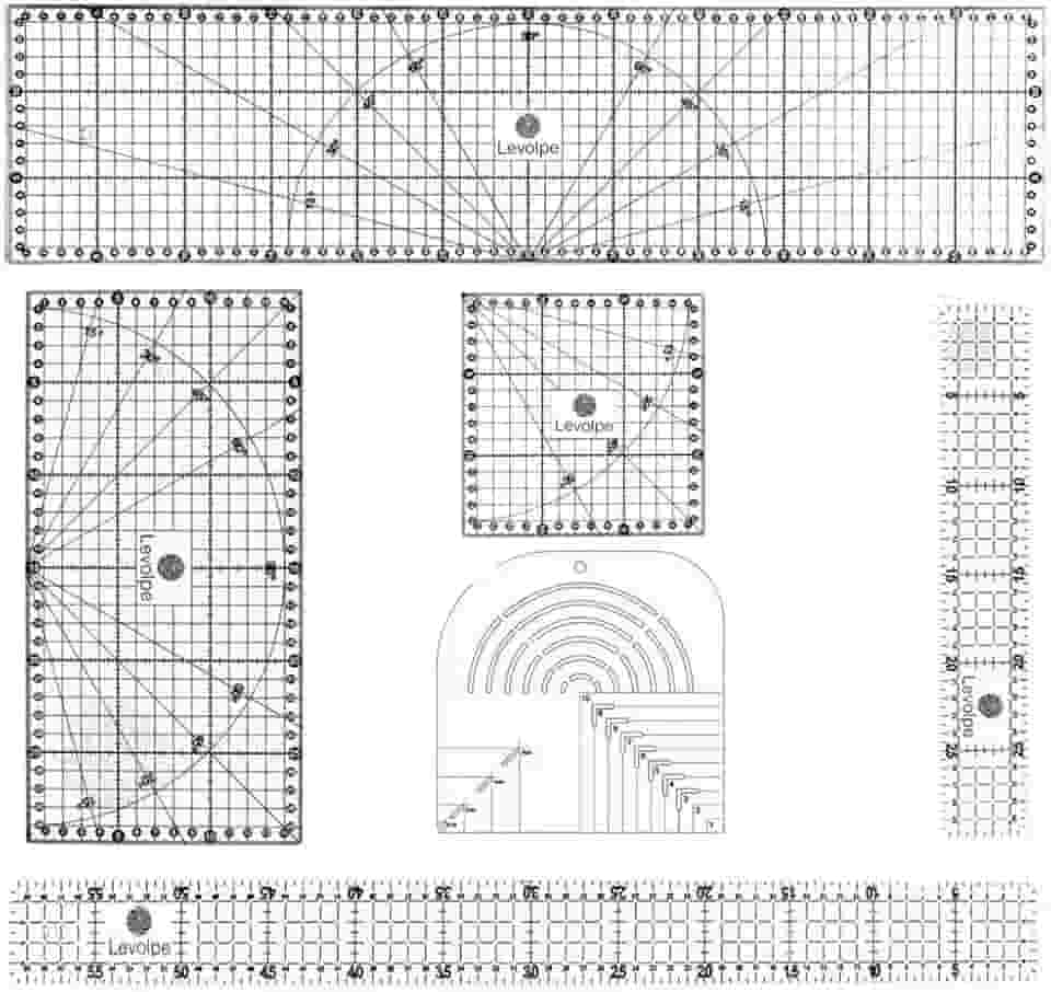Kit 6 Réguas Costura 15x60 15x30 5x60 5x30 15x15 Caixa de Leite Acrílico