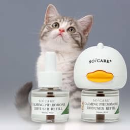SOICARE Difusor calmante de feromônios para gatos, difusor calmante para alívio da ansiedade do gato, difusor de feromônios para acalmar vários gatos, kit básico (1 difusor e 2 refis de 48 ml) para 50