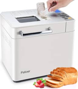 Patioer Máquina de fazer pão de 900 g com dispensador de fermento e nozes, máquina de pão compacta programável 21 em 1, 3 tamanhos de pão, 3 cores de crosta