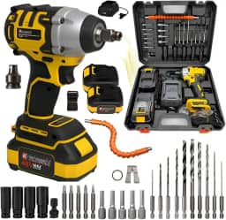 Chave De Impacto Furadeira Parafusadeira Kit Ferramentas 48v Profissional Com Maleta 35 Peças