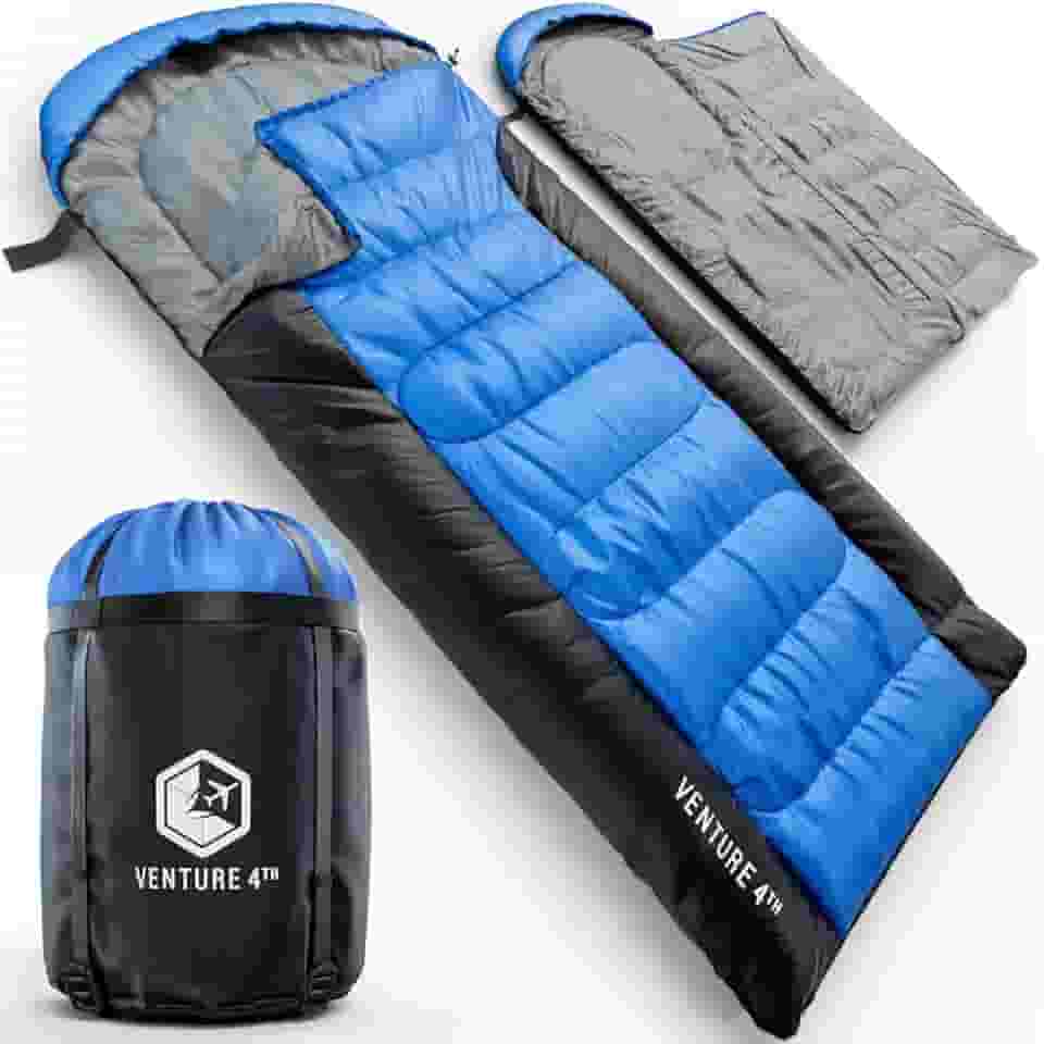VENTURE 4TH Saco de dormir para mochila – 2GG, tamanhos duplo e único – Sacos de dormir leves para climas quentes e frios para adultos, crianças e casais – Ideal para caminhadas, acampamento e