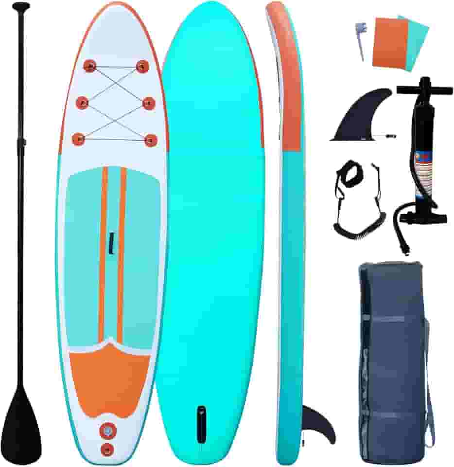 XHYCPY pranchas de remo infláveis stand up paddleboard estável amplo com acessórios de prancha de sup paddle premium para todos os níveis de habilidade com nadadeiras, remo ajustável, bo