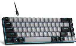 MageGee Teclado portátil 60% mecânico para jogos, MK-Box LED retroiluminado compacto de 68 teclas, mini teclado de escritório com fio com interruptor azul para Windows, laptop, PC, Mac - cinza/preto