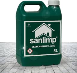 Sanlimp Limpa Piso Concentrado 5L Limpeza Profunda de Pedras, Cerâmicas e Vasos Sanitários, Removedor de Cimento e Rejunte Pós-Obra