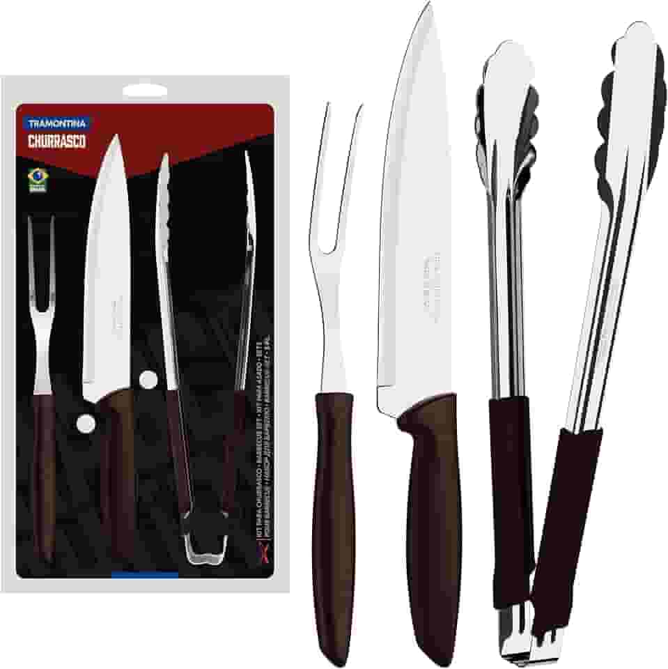 Kit Churrasco Inox 3pc Plenus Mar Tramontina Marron No Voltagev