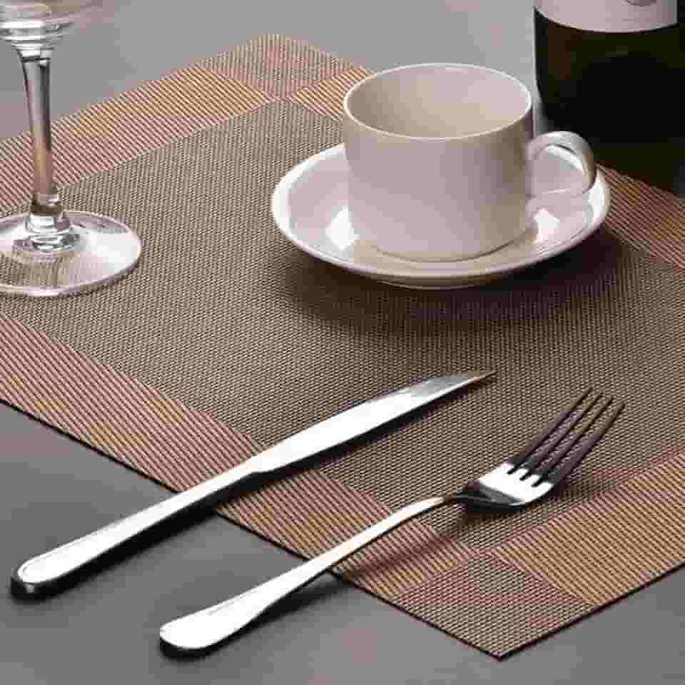 Kit 6 Peças Jogo Americano Retangular - Sousplat para Mesa Posta - Jogo Americano Elegante para Jantar, Almoço e Café - Lavável e Resistente - Shop100 (Marrom)