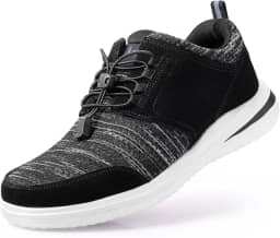 Tênis masculino extra largo para caminhar o dia todo, tênis ortopédico com suporte de arco, bico largo para alívio da dor na fascite plantar