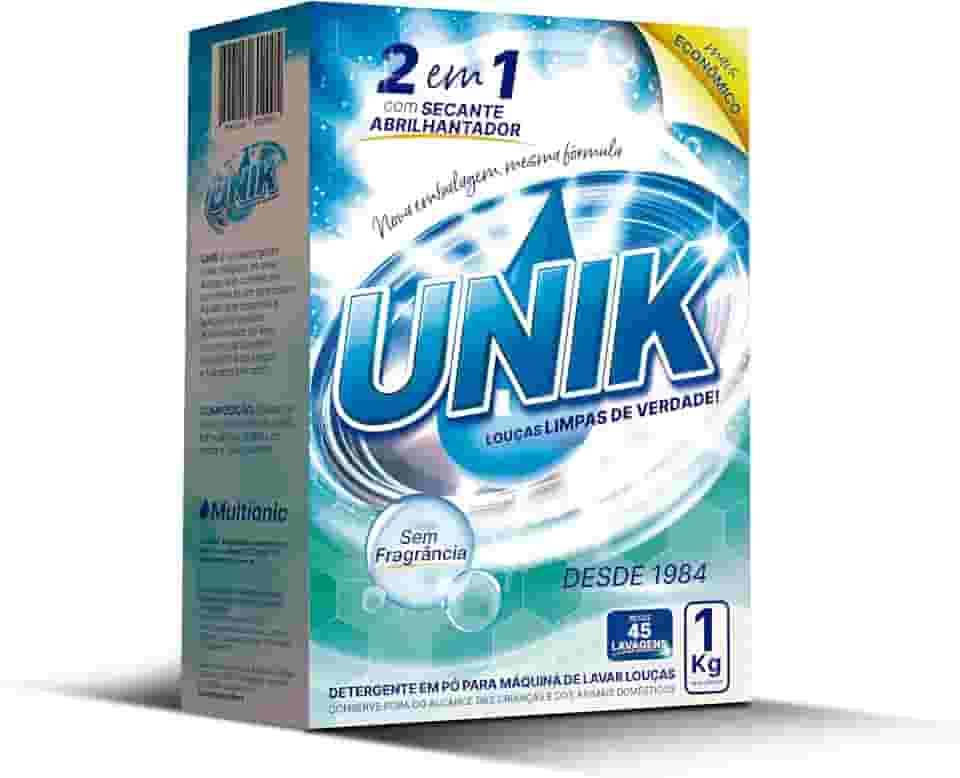 Detergente com Secante e Abrilhantador em Pó para Máquina de Lavar Louça 1kg 1 UN Unik Sem Fragrância