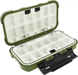 Organizador de caixa de equipamento de pesca à prova d'água, 24 compartimentos, caixas de isca de camada dupla, ganchos, estojo de armazenamento, acessórios de pesca, recipientes (verde)