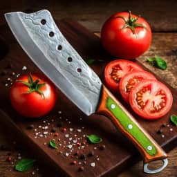 Cutelo Profissional Aço Inox Texturizado Faca de Churrasco Artesanal Cabo Ergonômico Esmeralda Full Tang Acompanha Bainha de Couro Premium