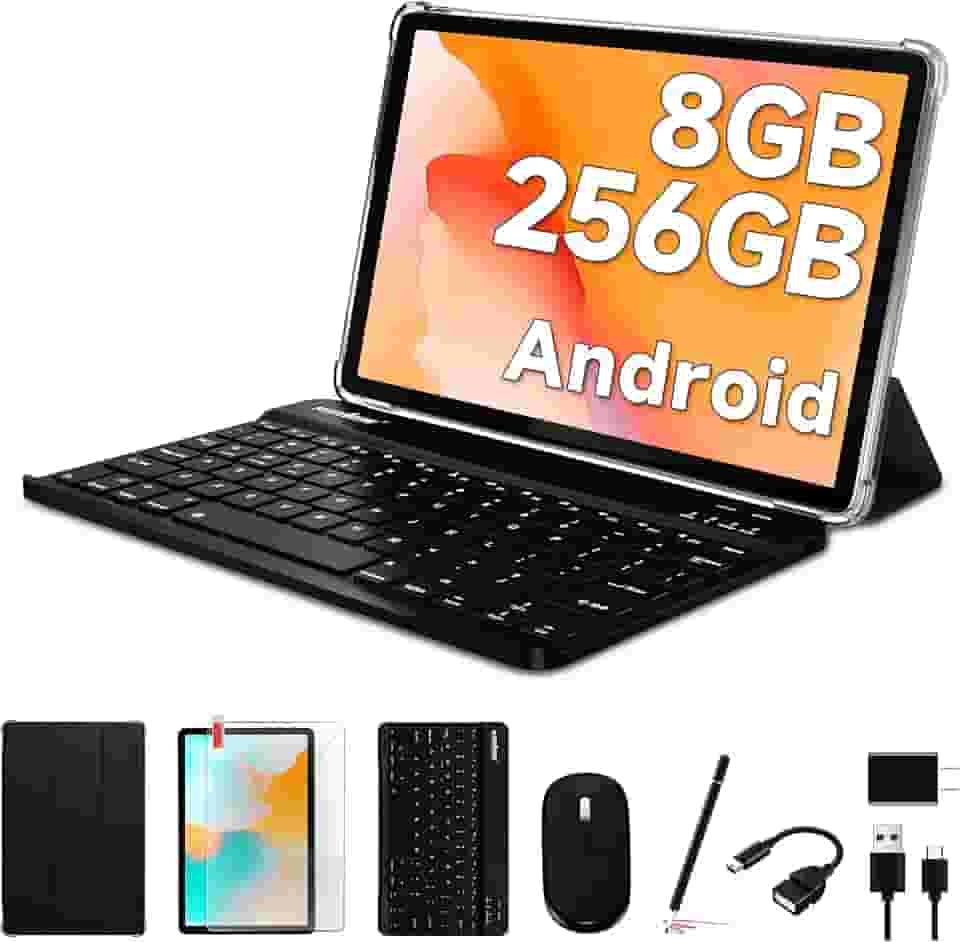 kinstone Tablet Android 12 de 10,1 polegadas, tablet para jogos, 8 GB de RAM + 256 GB de ROM, expansão de 1 TB, MTK 8183 Octa-Core CPU 2.0 GHz, 2 MP frontal + câmera traseira de 5 MP, IPS 1280 * 800
